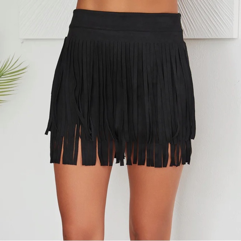 Oriana Lifestyle black fringe skirt